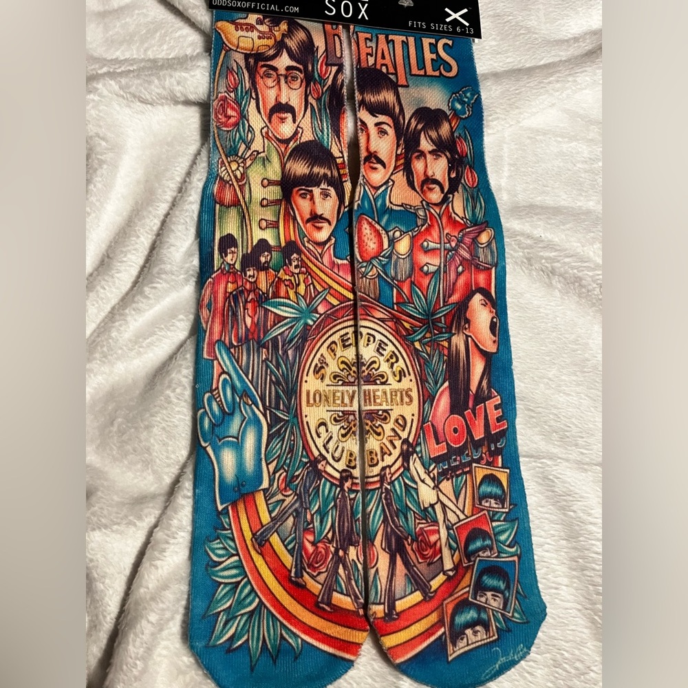 All natural 'Beatles' 100% cotton Unisex socks one size fits all 6-13